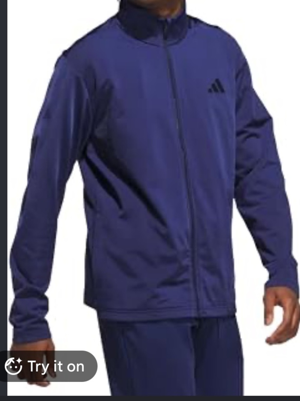 NWT Adidas Dark Navy Blue Jacket Full Zip Pockets Size Large Tracksuit 3 Stripe